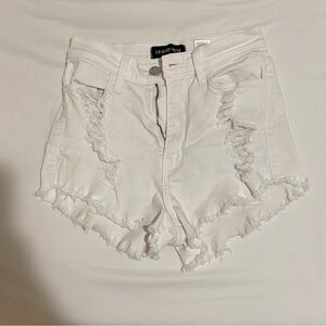 White high rise cutoff shorts fashion nova